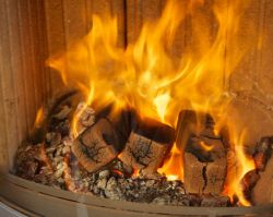Fire with brown coal briquettes Lignite, Stock Photo, Picture And Rights  Managed Image. Pic. RDC-AD_107204
