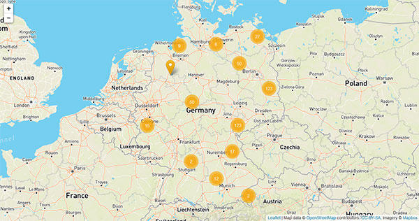 Fachhändler in Deutschland: interaktive Karte